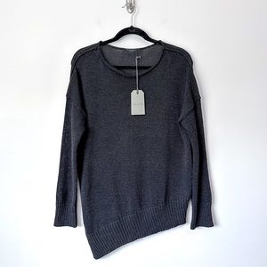 All Saints Black Crew Neck Asymmetrical Sweater